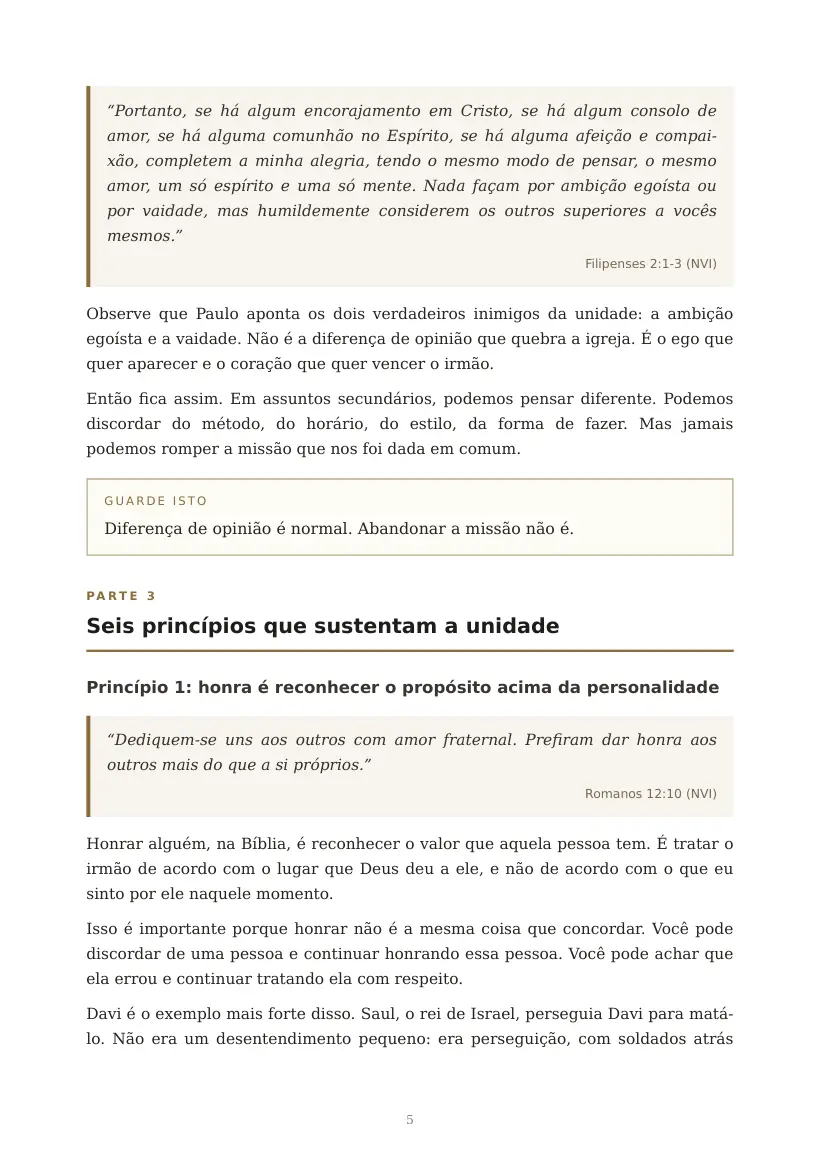 Estudo de Honra, Lealdade e Unidade, página 5 de 13