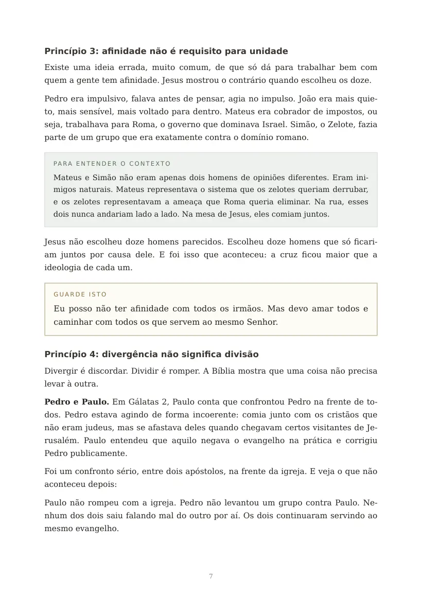 Estudo de Honra, Lealdade e Unidade, página 7 de 13