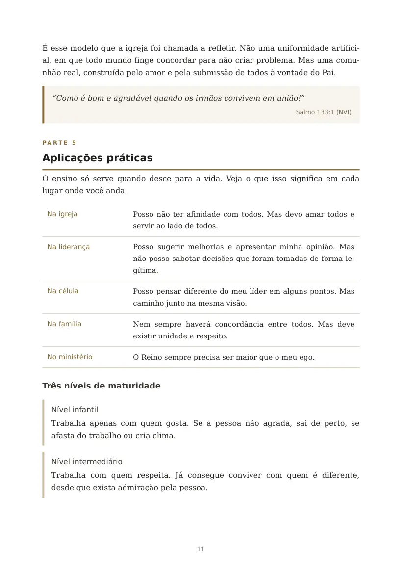 Estudo de Honra, Lealdade e Unidade, página 11 de 13