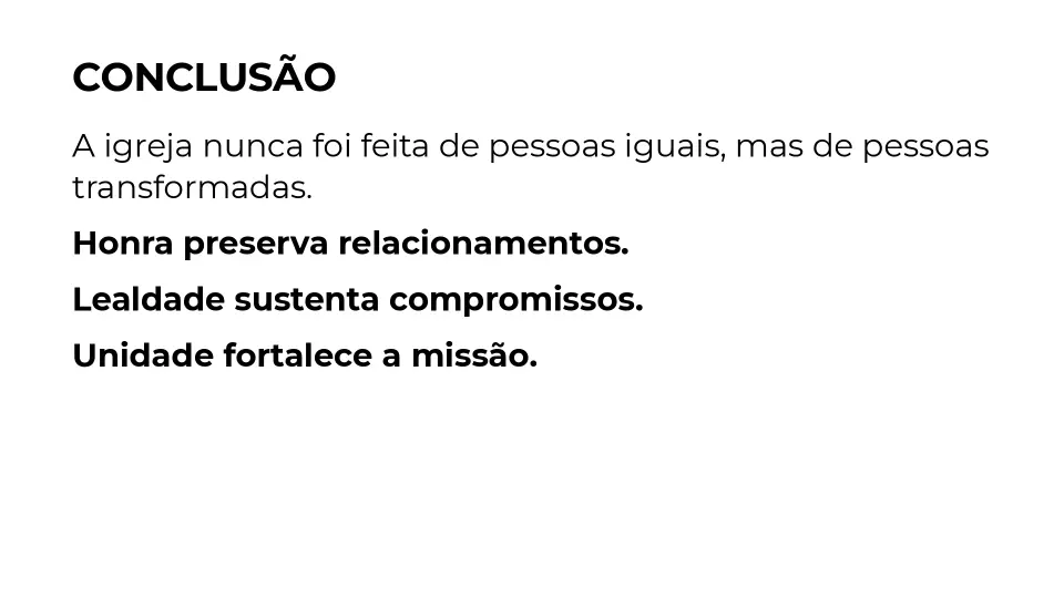 Slides de Honra, Lealdade e Unidade, página 24 de 25