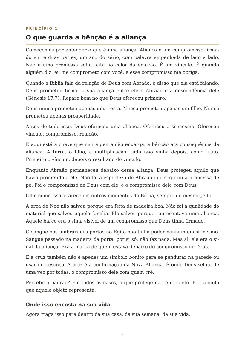 Estudo de A Aliança Protege a Bênção, página 3 de 9