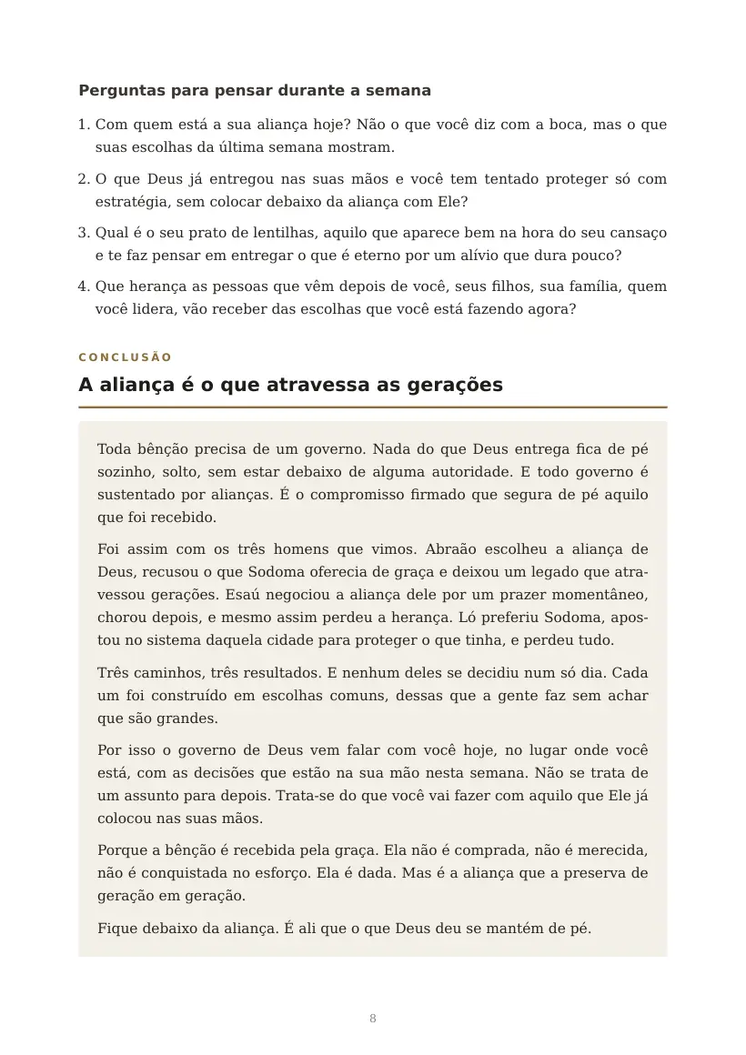 Estudo de A Aliança Protege a Bênção, página 8 de 9