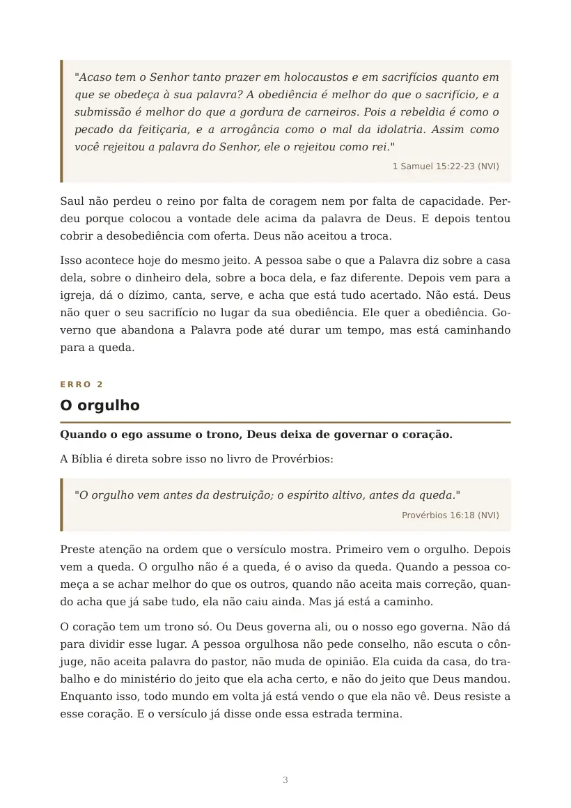 Estudo de Os Cinco Maiores Erros de Quem Governa o que Deus Confiou, página 3 de 7