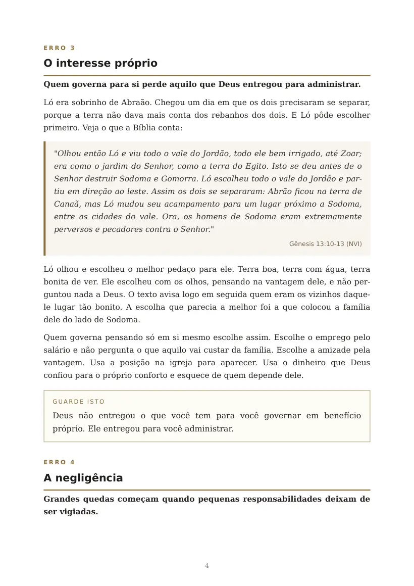 Estudo de Os Cinco Maiores Erros de Quem Governa o que Deus Confiou, página 4 de 7