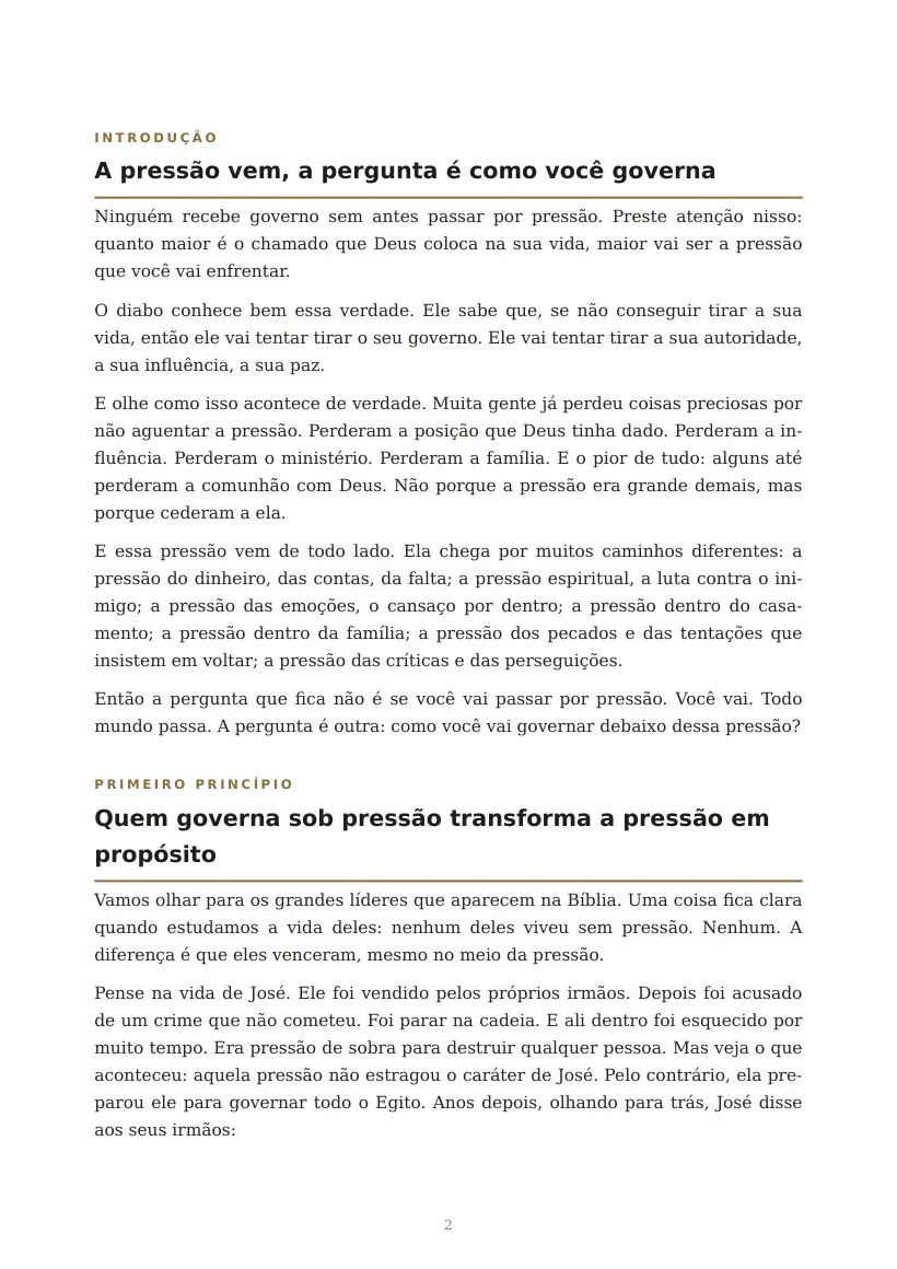 Estudo de Governar Sob Pressão, página 2 de 6