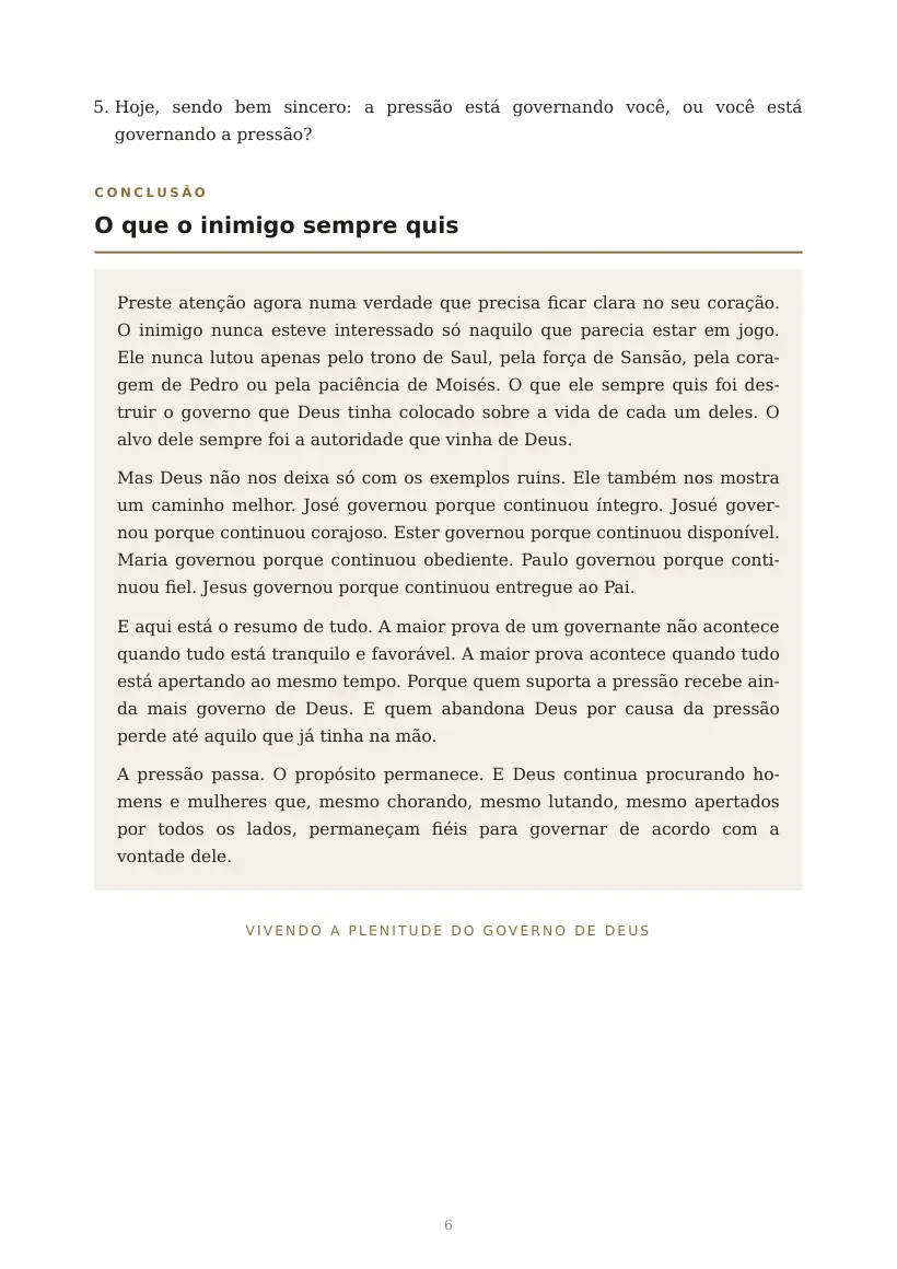 Estudo de Governar Sob Pressão, página 6 de 6