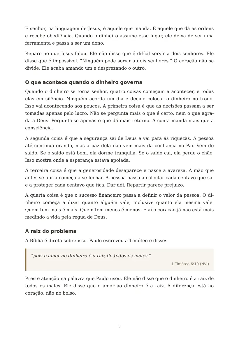 Estudo de O Governo do Dinheiro e o Reino de Deus, página 3 de 8