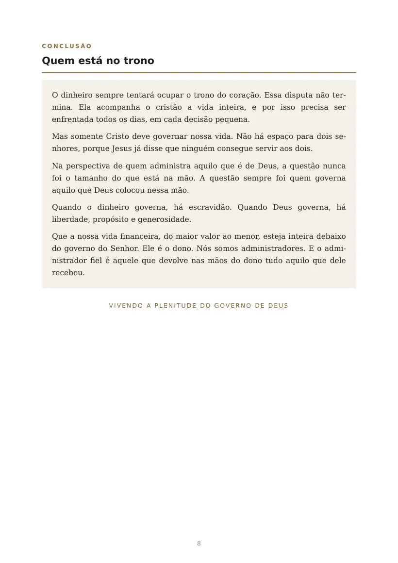 Estudo de O Governo do Dinheiro e o Reino de Deus, página 8 de 8