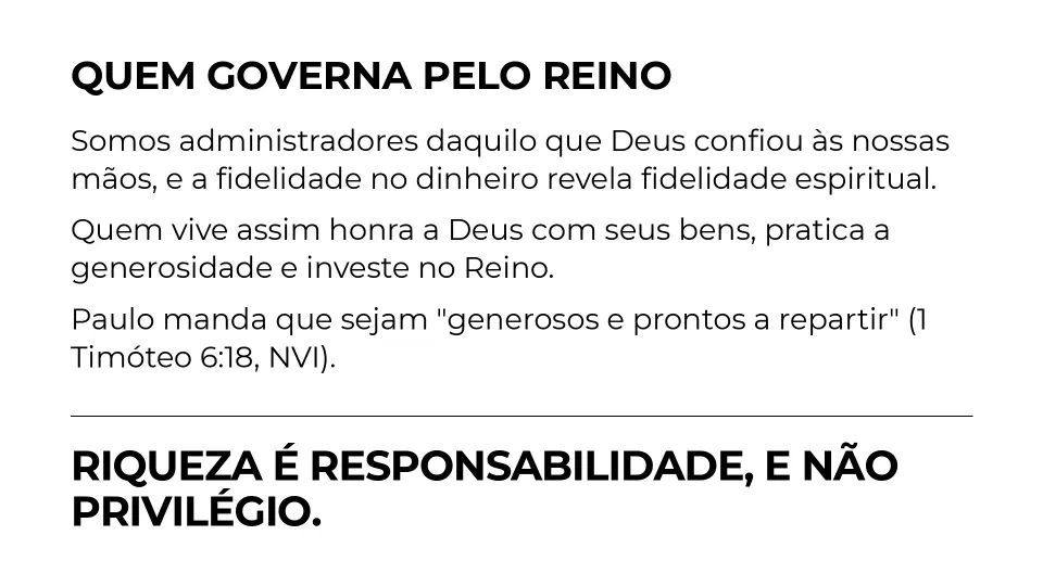 Slides de O Governo do Dinheiro e o Reino de Deus, página 6 de 7