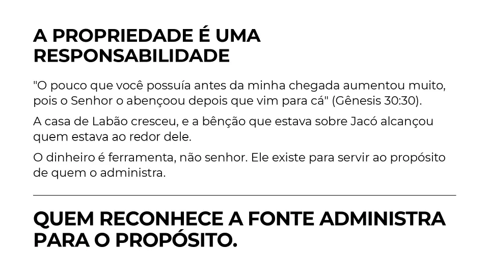 Slides de O Governo do Dinheiro e a Propriedade a Partir da Bênção de Deus, página 8 de 9