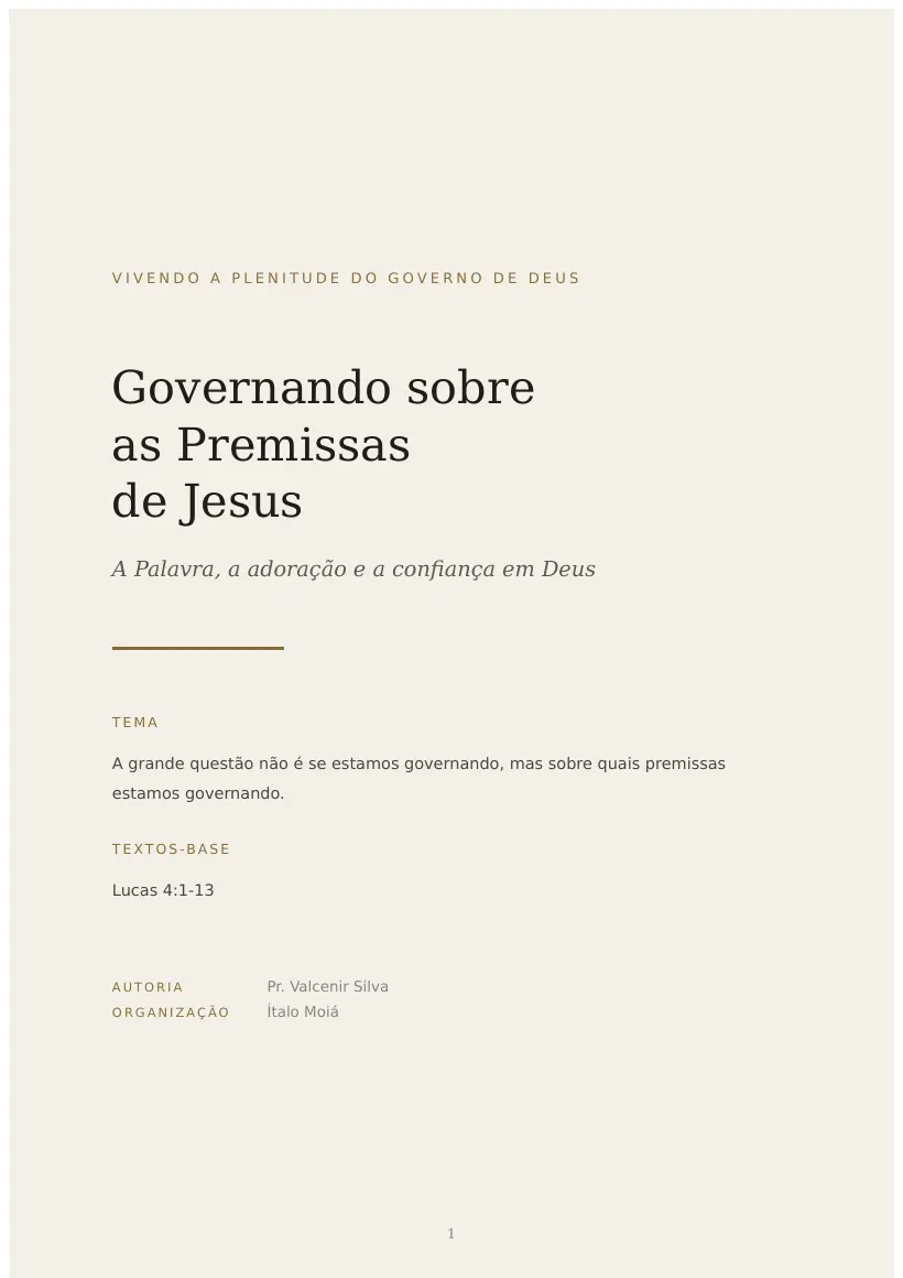 Estudo de Governando sobre as premissas de Jesus, página 1 de 9
