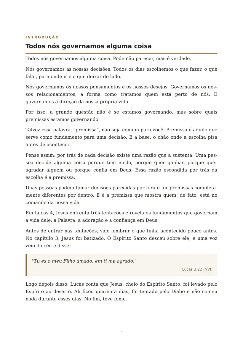 Estudo de Governando sobre as premissas de Jesus, página 2 de 9