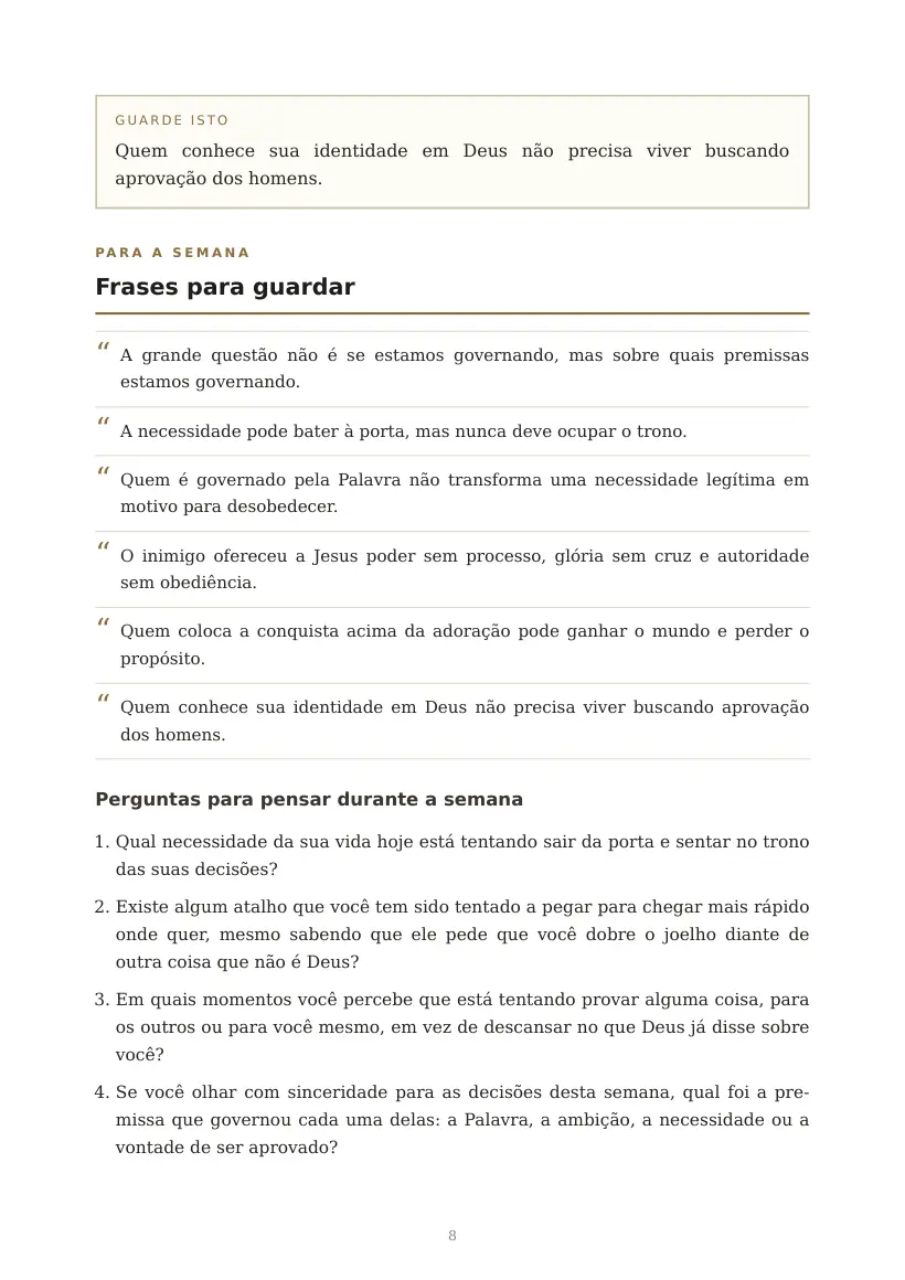 Estudo de Governando sobre as premissas de Jesus, página 8 de 9