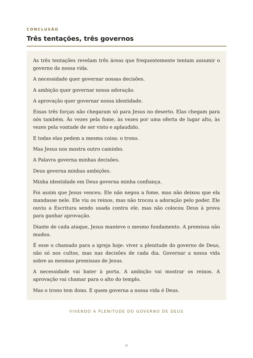 Estudo de Governando sobre as premissas de Jesus, página 9 de 9